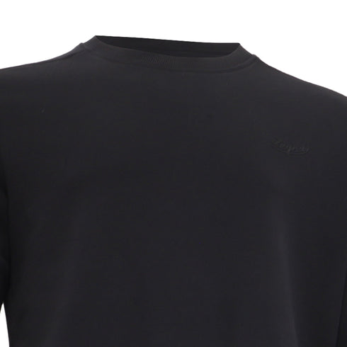 Men's Ermenegildo Zegna Crew Neck Sweater in Black Cotton