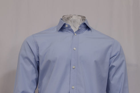 Men's Z Zegna Button-Down Long Sleeve Shirt in Blue Cotton
