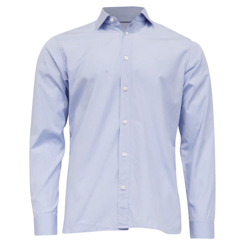 Men's Z Zegna Button-Down Long Sleeve Shirt in Blue Cotton
