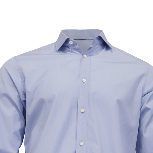 Men's Z Zegna Button-Down Long Sleeve Shirt in Blue Cotton