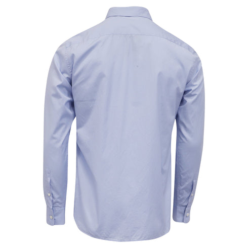 Men's Z Zegna Button-Down Long Sleeve Shirt in Blue Cotton