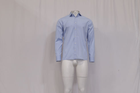 Men's Z Zegna Button-Down Long Sleeve Shirt in Blue Cotton