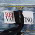 Women's Red Valentino Frayed Patchwork Midi Skirt in Light Blue Denim