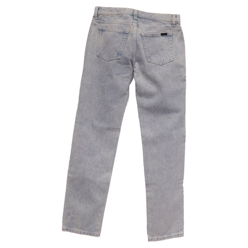 Women's Saint Laurent Cropped Light Wash Jeans in Light Blue Denim