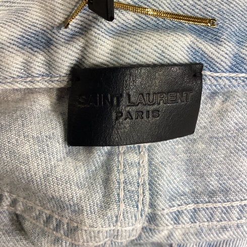 Women's Saint Laurent Cropped Light Wash Jeans in Light Blue Denim
