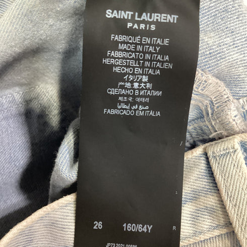 Women's Saint Laurent Cropped Light Wash Jeans in Light Blue Denim