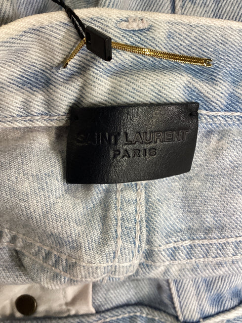 Women's Saint Laurent Cropped Light Wash Jeans in Light Blue Denim