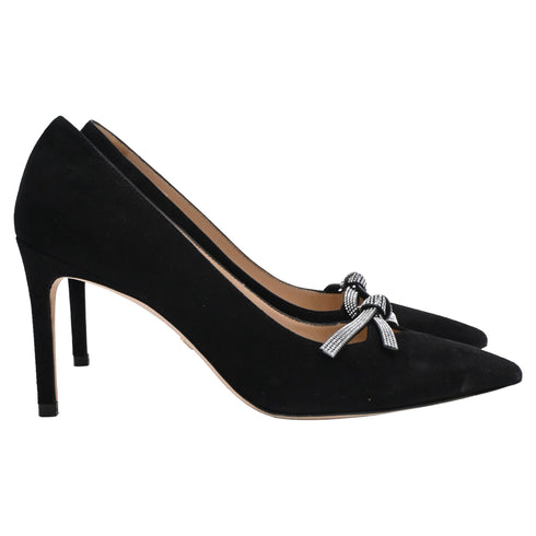 Women's Stuart Weitzman SW Bow 85mm Pumps in Black Suede