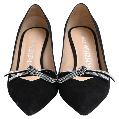 Women's Stuart Weitzman SW Bow 85mm Pumps in Black Suede