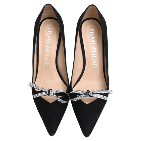 Women's Stuart Weitzman SW Bow 85mm Pumps in Black Suede