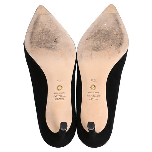 Women's Stuart Weitzman SW Bow 85mm Pumps in Black Suede