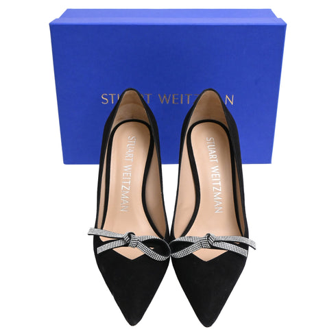 Women's Stuart Weitzman SW Bow 85mm Pumps in Black Suede