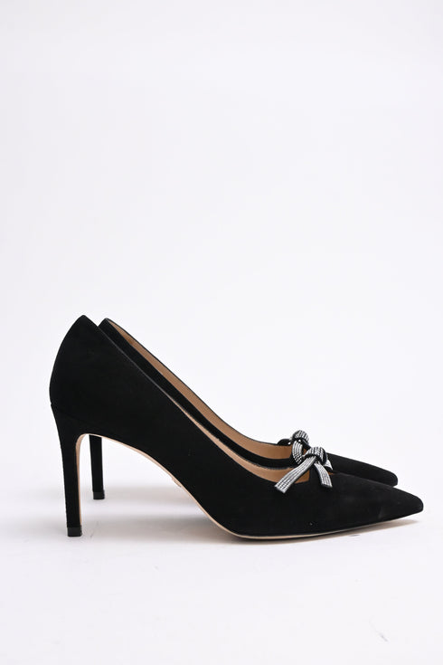 Women's Stuart Weitzman SW Bow 85mm Pumps in Black Suede