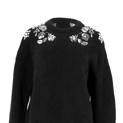 Women's Dsquared2 Knitted Embellished Sweater in Black Alpaca Wool