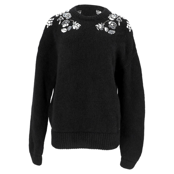 Women's Dsquared2 Knitted Embellished Sweater in Black Alpaca Wool