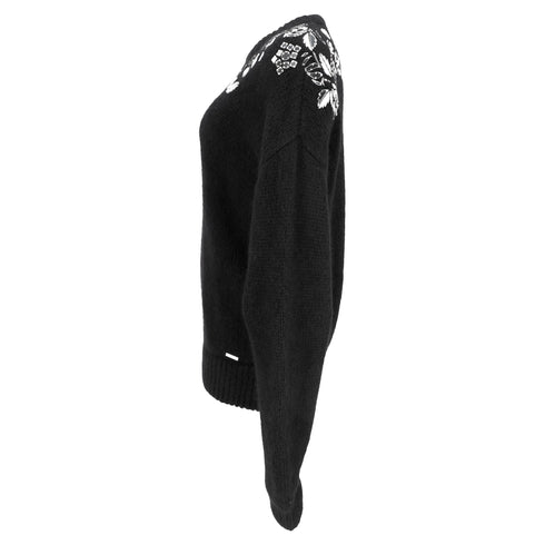 Women's Dsquared2 Knitted Embellished Sweater in Black Alpaca Wool