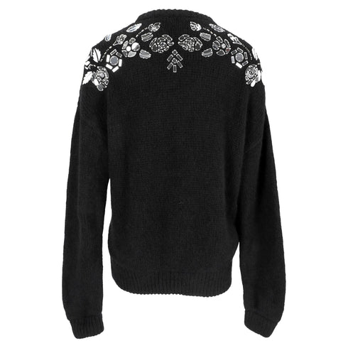 Women's Dsquared2 Knitted Embellished Sweater in Black Alpaca Wool
