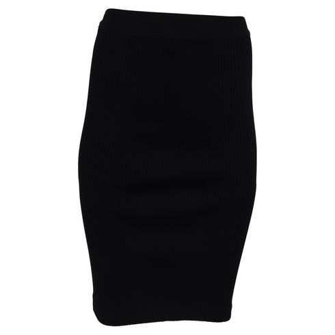 Women's Herve Leger Ribbed Pencil Skirt in Black Rayon