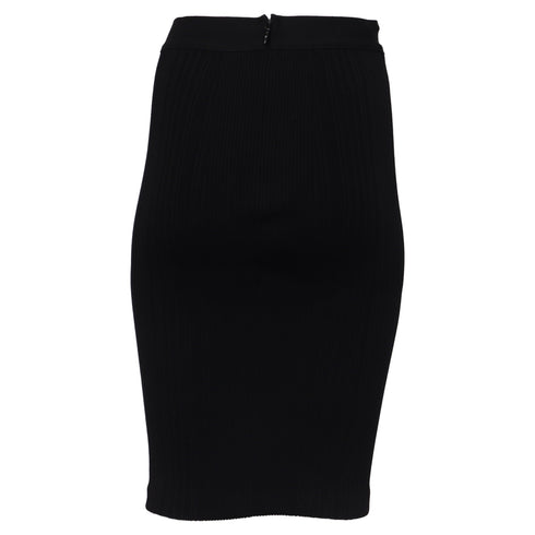 Women's Herve Leger Ribbed Pencil Skirt in Black Rayon