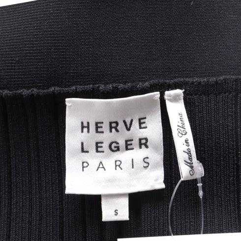Women's Herve Leger Ribbed Pencil Skirt in Black Rayon