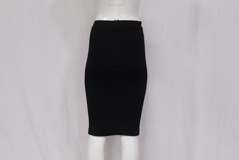 Women's Herve Leger Ribbed Pencil Skirt in Black Rayon