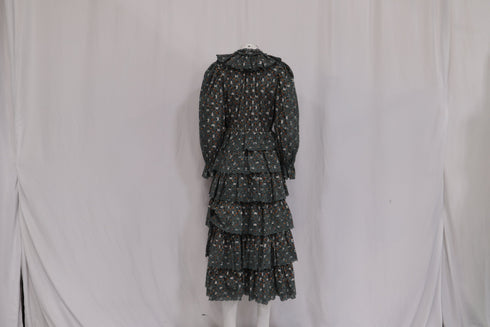 Women's Ulla Johnson Odile Ruffled Midi Dress in Olive Cotton