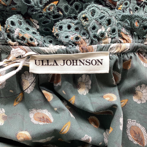 Women's Ulla Johnson Odile Ruffled Midi Dress in Olive Cotton