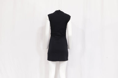 Women's Reformation Mock Neck Mini Dress in Black Cotton