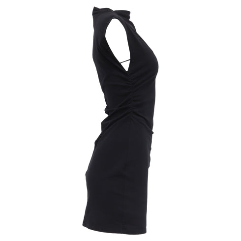 Women's Reformation Mock Neck Mini Dress in Black Cotton