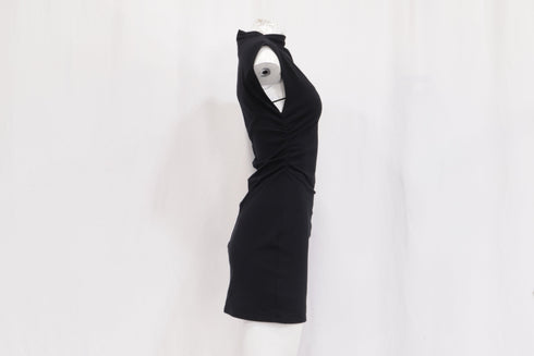 Women's Reformation Mock Neck Mini Dress in Black Cotton