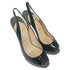 Women's Christian Louboutin Lady Peep Sling 150 Pumps in Black Patent Leather