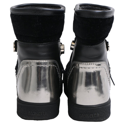 Women's Moncler Stephanie Snow Boots in Black Leather