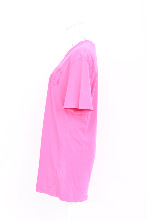 Women's Moschino Double Question Mark Logo T-Shirt in Pink Cotton
