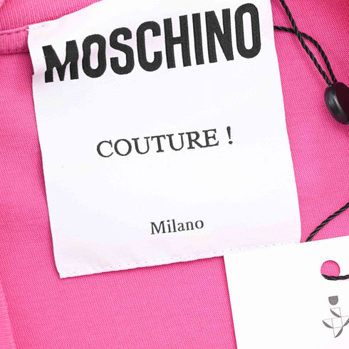 Women's Moschino Double Question Mark Logo T-Shirt in Pink Cotton