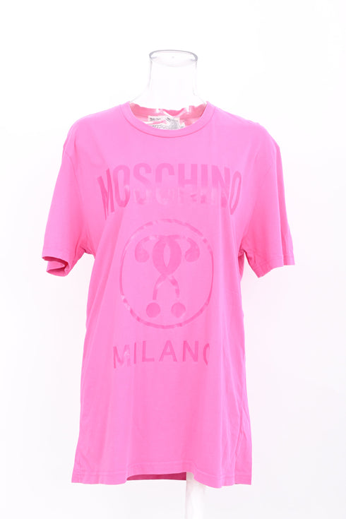 Women's Moschino Double Question Mark Logo T-Shirt in Pink Cotton