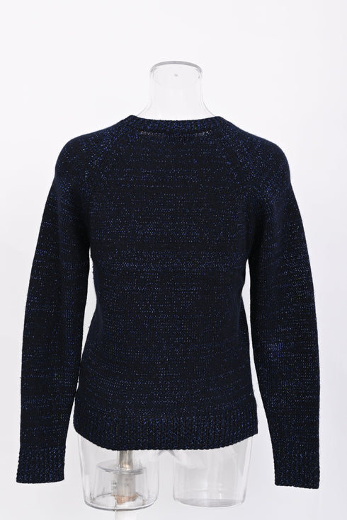 Women's A.P.C Cable Knit Sweater in Navy Blue Wool