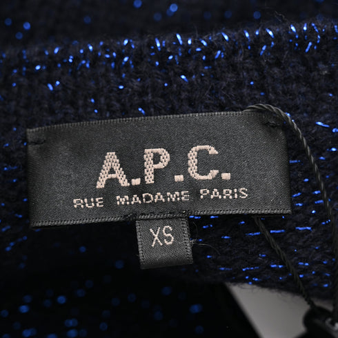 Women's A.P.C Cable Knit Sweater in Navy Blue Wool