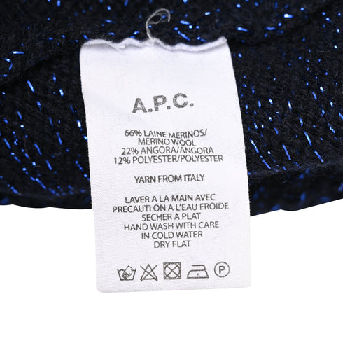 Women's A.P.C Cable Knit Sweater in Navy Blue Wool