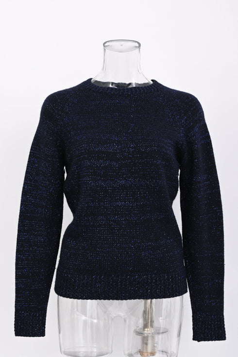 Women's A.P.C Cable Knit Sweater in Navy Blue Wool