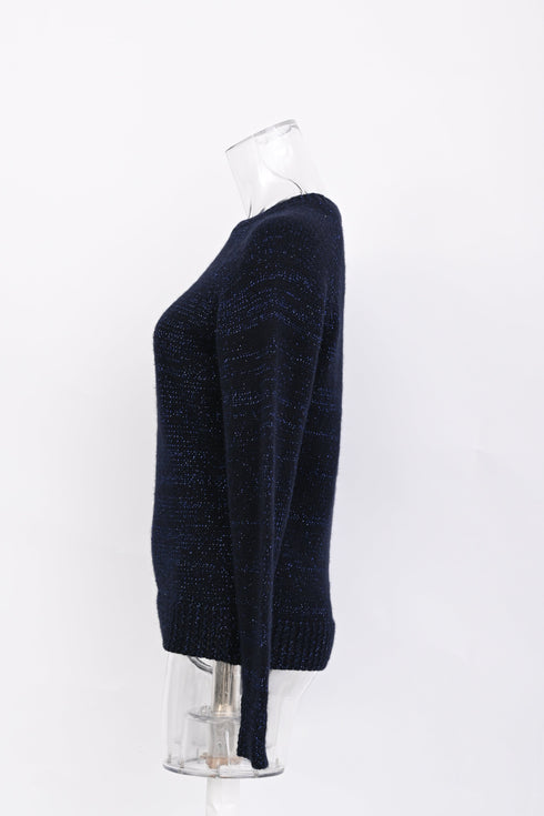 Women's A.P.C Cable Knit Sweater in Navy Blue Wool