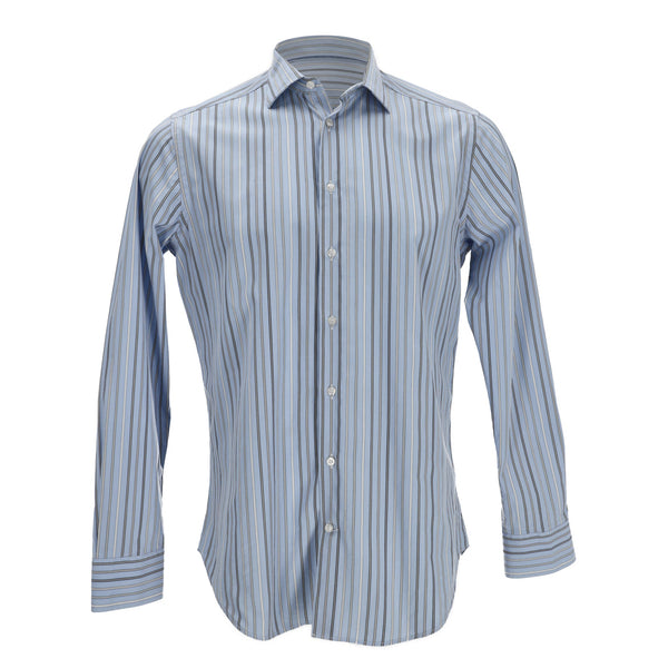 Men's Etro Striped Buttin Down Shirt in Light Blue Cotton