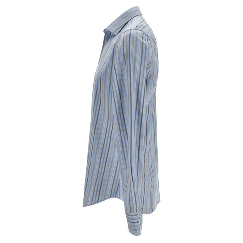 Men's Etro Striped Buttin Down Shirt in Light Blue Cotton