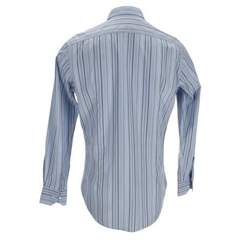 Men's Etro Striped Buttin Down Shirt in Light Blue Cotton