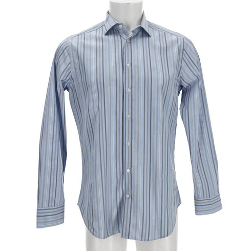 Men's Etro Striped Buttin Down Shirt in Light Blue Cotton