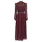 Women's Saloni Jacqui B Belted Chiffon Dress in Burgundy Silk