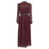 Women's Saloni Jacqui B Belted Chiffon Dress in Burgundy Silk