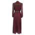 Women's Saloni Jacqui B Belted Chiffon Dress in Burgundy Silk