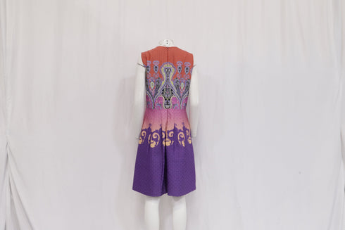 Women's Etro Sleeveless V-neck A-Line Dress in Multicolor Poylamide