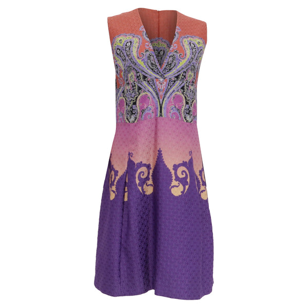 Women's Etro Sleeveless V-neck A-Line Dress in Multicolor Poylamide