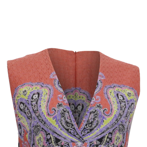 Women's Etro Sleeveless V-neck A-Line Dress in Multicolor Poylamide